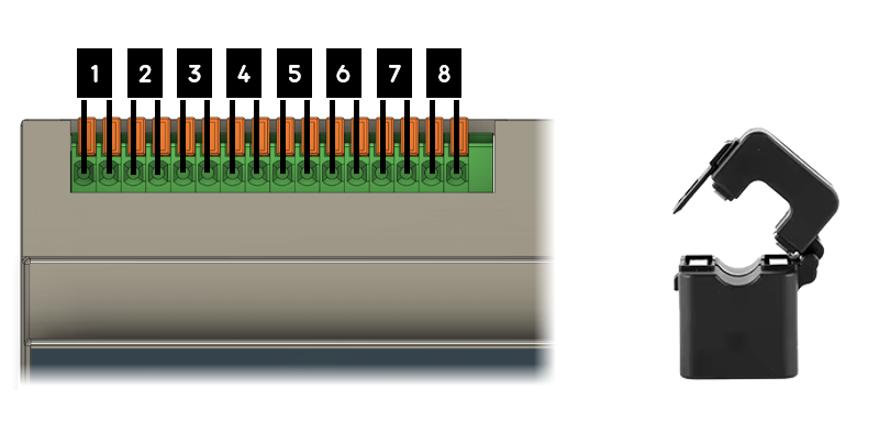 Aansluitschema CT klemmen